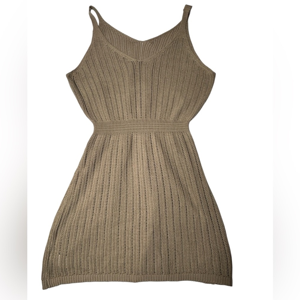 Tan‎ Ribbed Knit Sleeveless Bodycon Dress - Size L